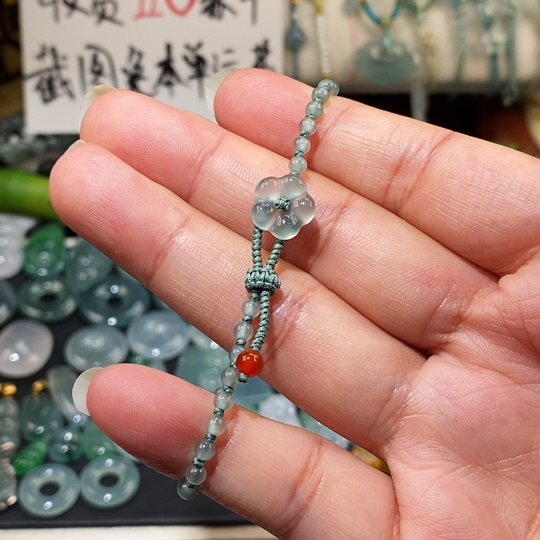 翡翠未镶嵌颈饰冰种有钱花手链15