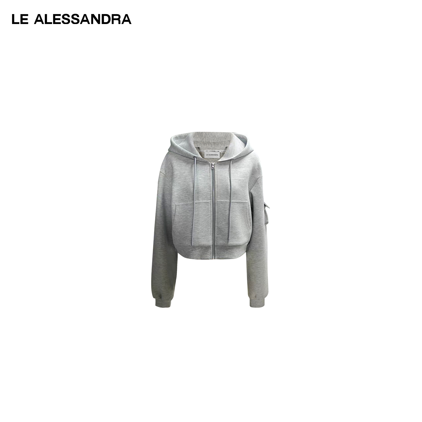 品牌直营 LE ALESSANDRA 秋冬双面绒感亲肤真丝混纺连帽卫衣