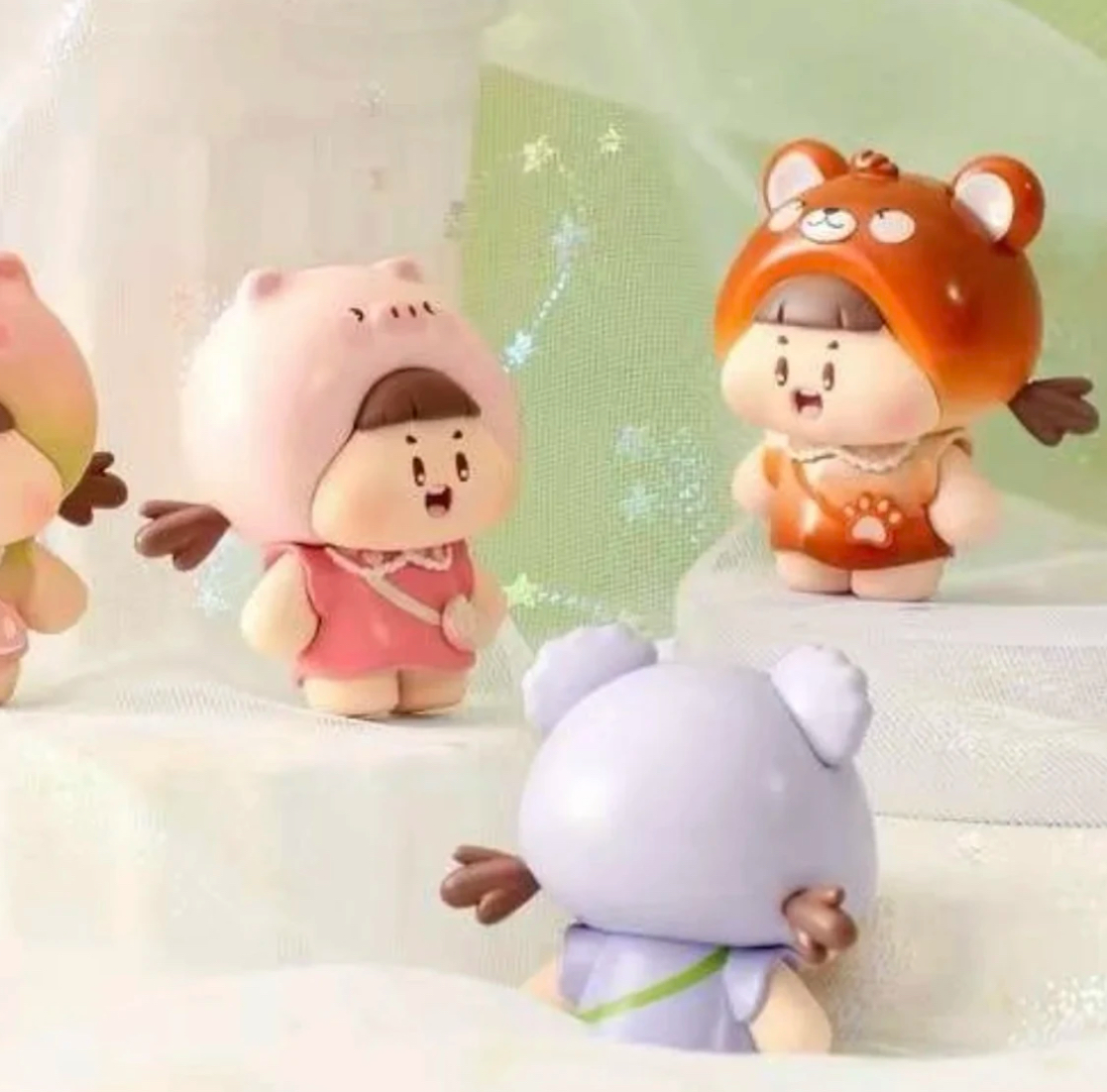 不莉 BULI  动物游园会  大脸女孩萌粒潮玩公仔 可做钥匙扣