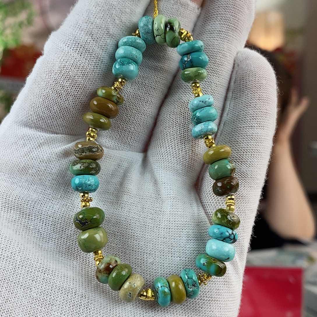 绿松石珠宝奇石18K金镶嵌