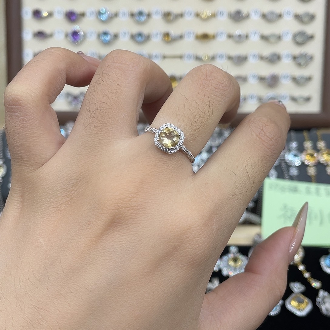 黄晶银S925镶嵌戒指