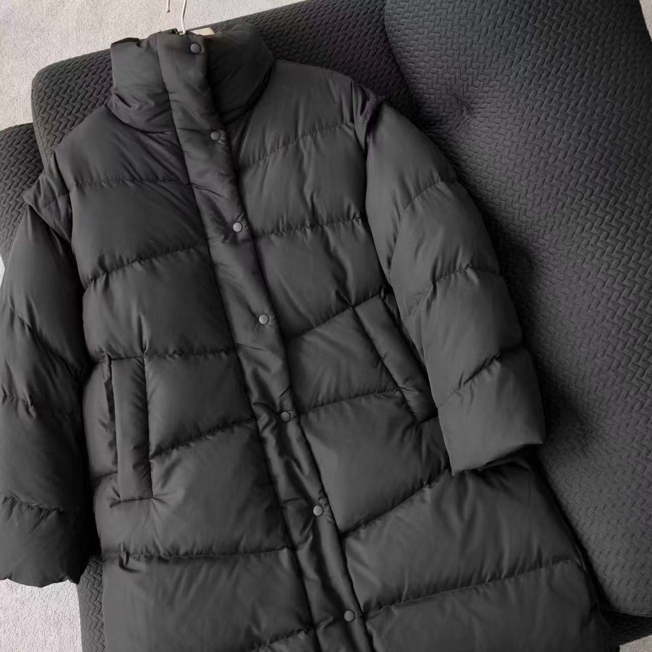 lulu潮流零压感白鸭绒长款保暖中长款拉链冬季