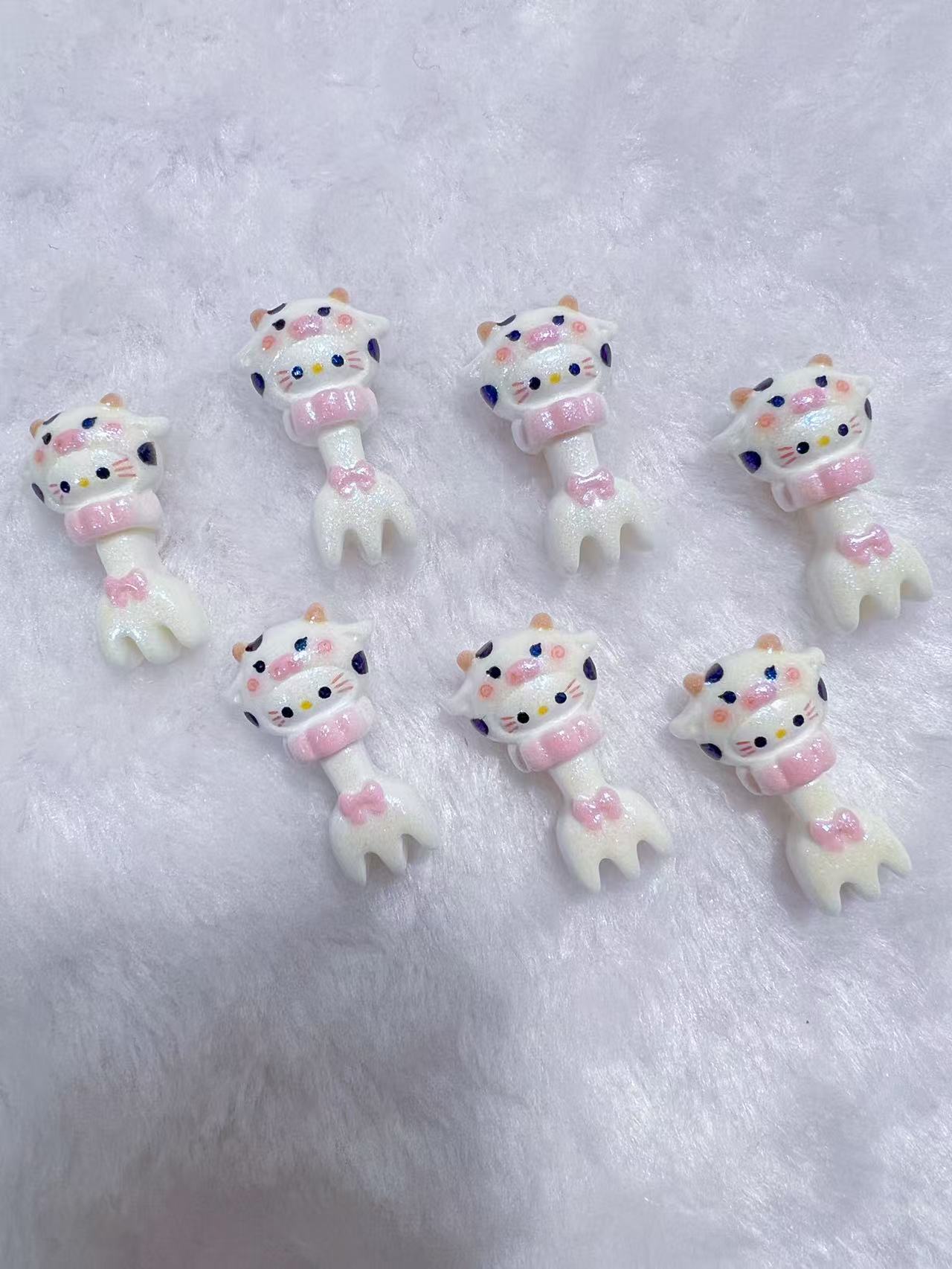【小小静定制--萌猫叉子】树脂配件diy手工摆件