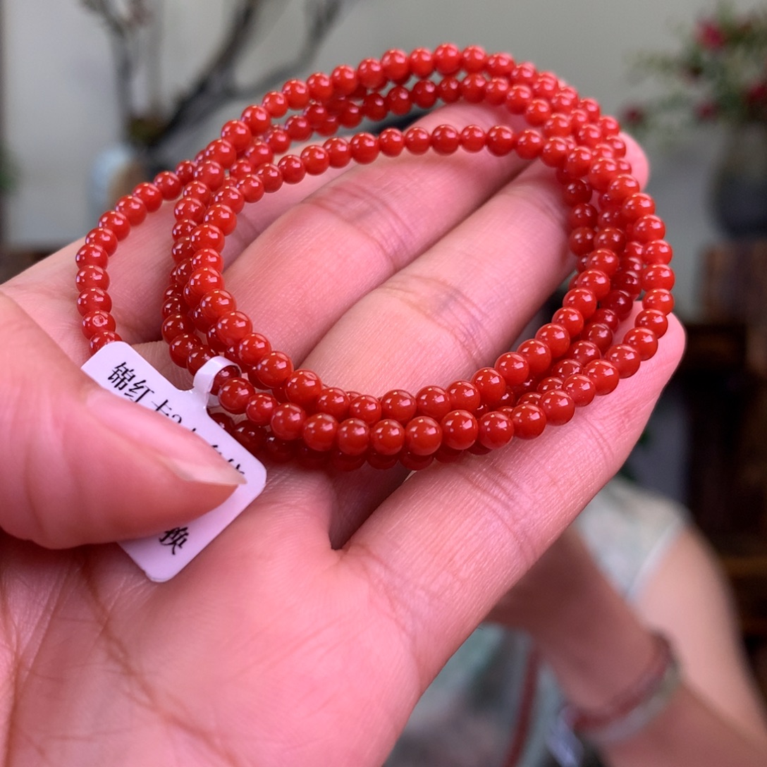 南红玛瑙未镶嵌南红玛瑙锦红卡3多绕