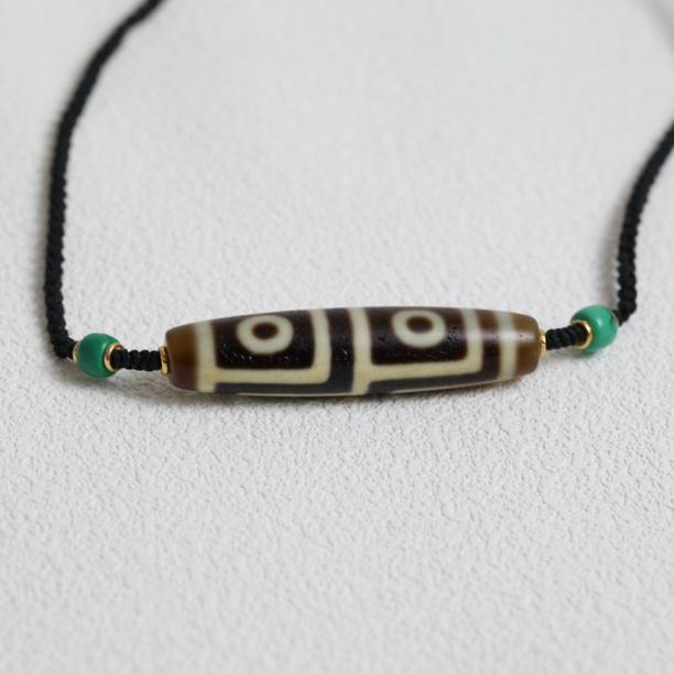 地门四眼天珠锁骨链真品男女同款约55*12mm时尚百搭简约