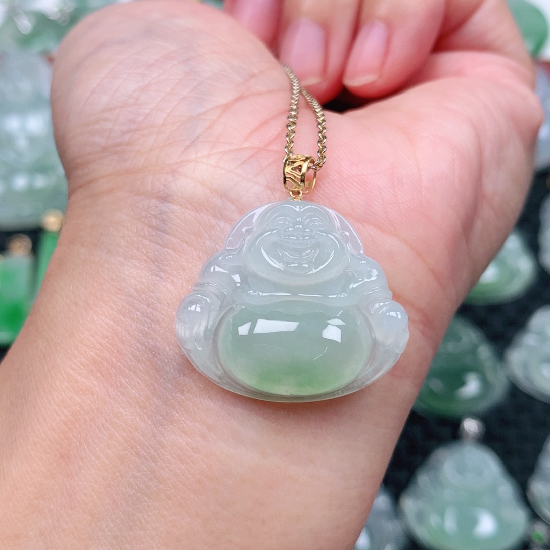 翡翠吊坠(不含链)18K金镶嵌