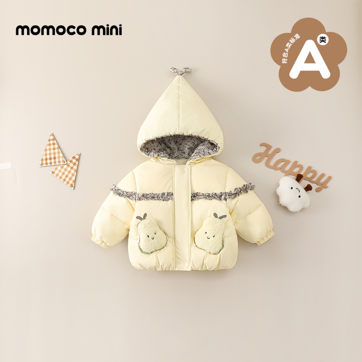 【90白鸭绒】MOMOCOmini婴童冬季女宝冬梨碎羽绒服外套87810102012