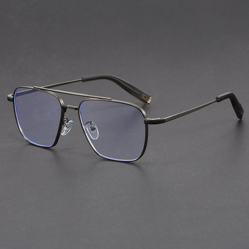 双梁雅痞近视眼镜防蓝光时尚感可配度数潮流近视镜变色平光大脸