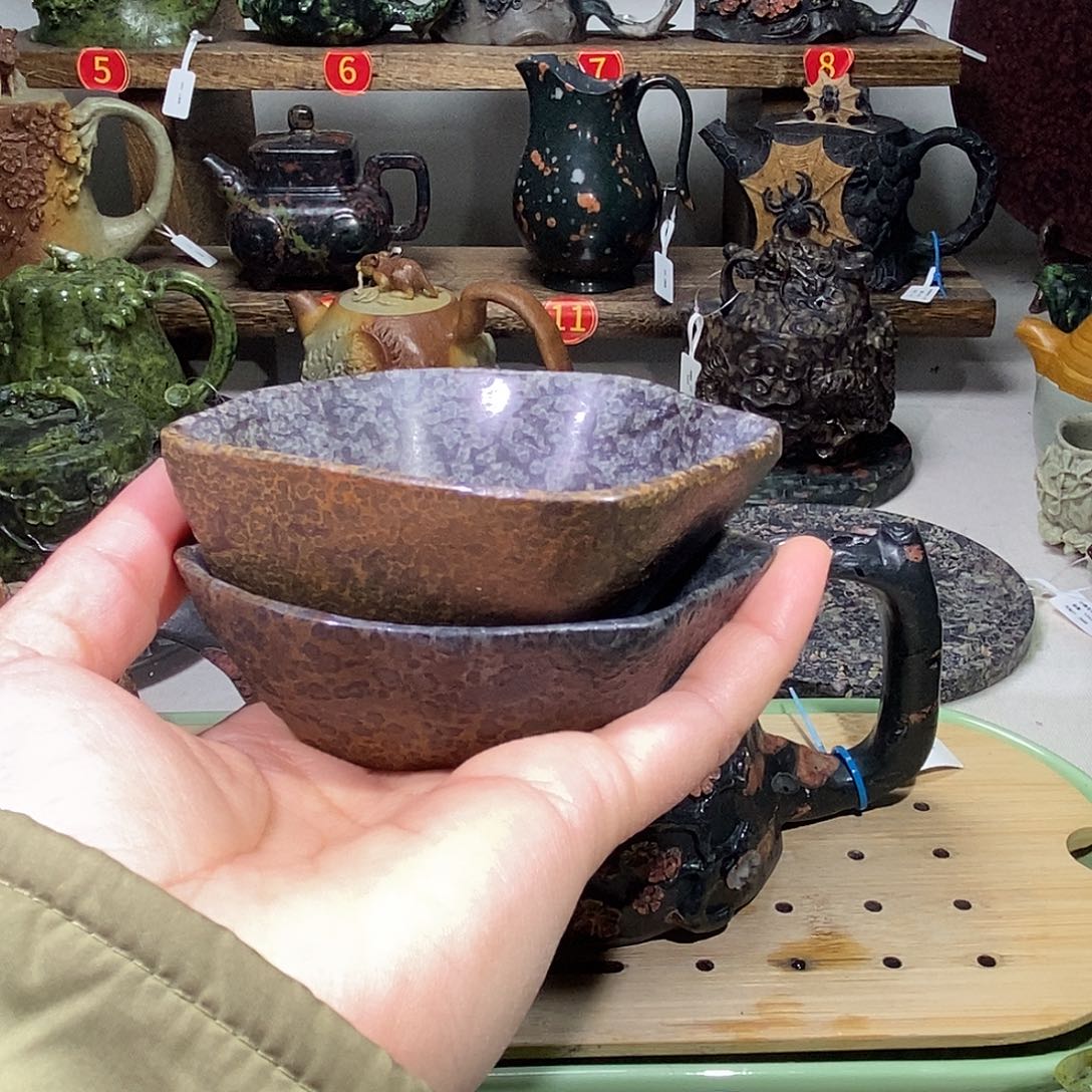 随***道冰碛岩随形配壶杯精品