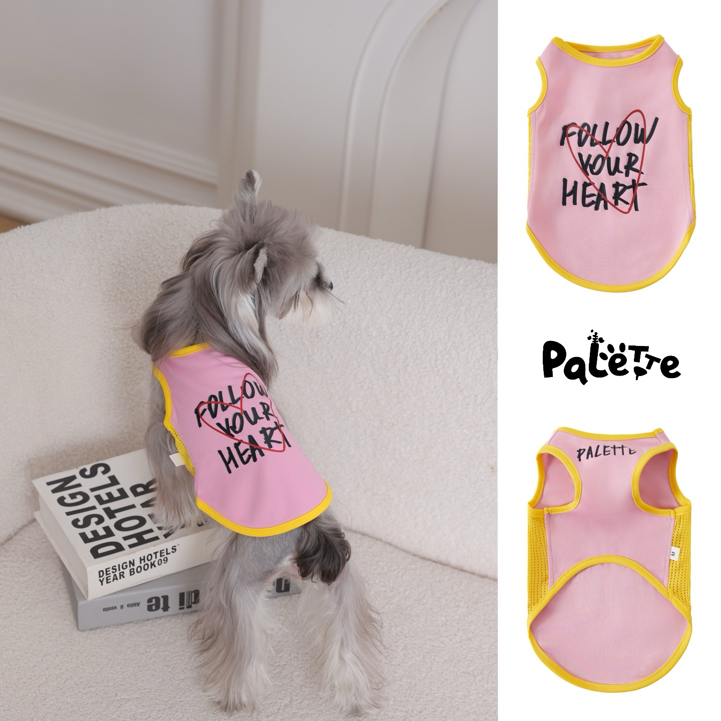 PalettePet春夏宠物服装猫咪狗狗网红粉黄拼色涂鸦户外速干凉凉衣