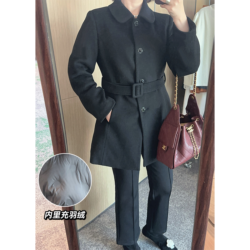  【DIS 定制】【100%羊毛】韩系系带毛呢大衣羽绒外套Z525T21072