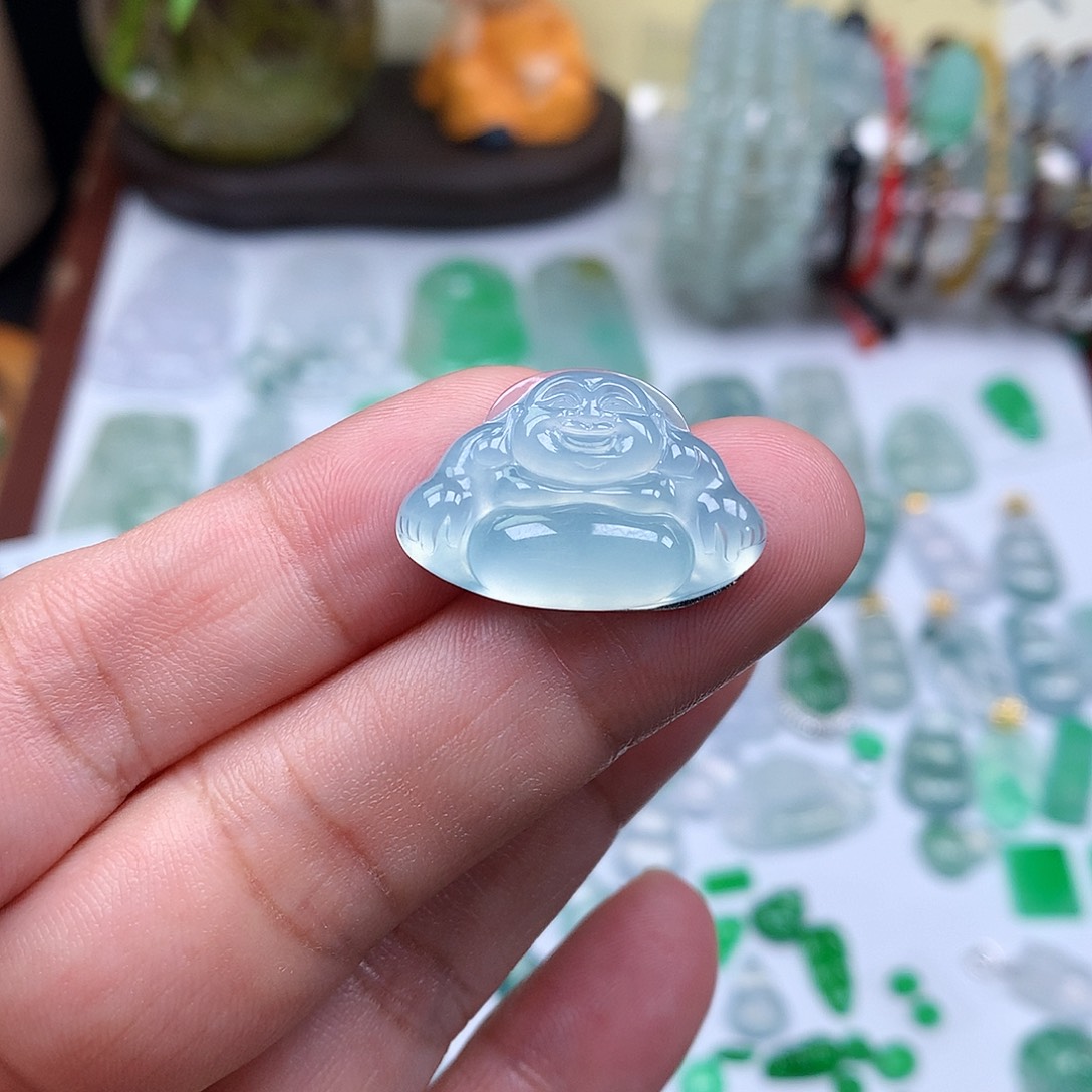 翡翠裸石缅甸天然A货翡翠冰种佛公