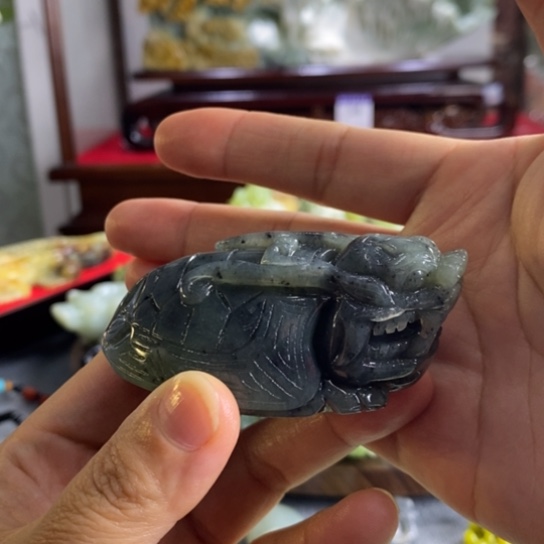 蛇纹石玉手把件未镶嵌?****t