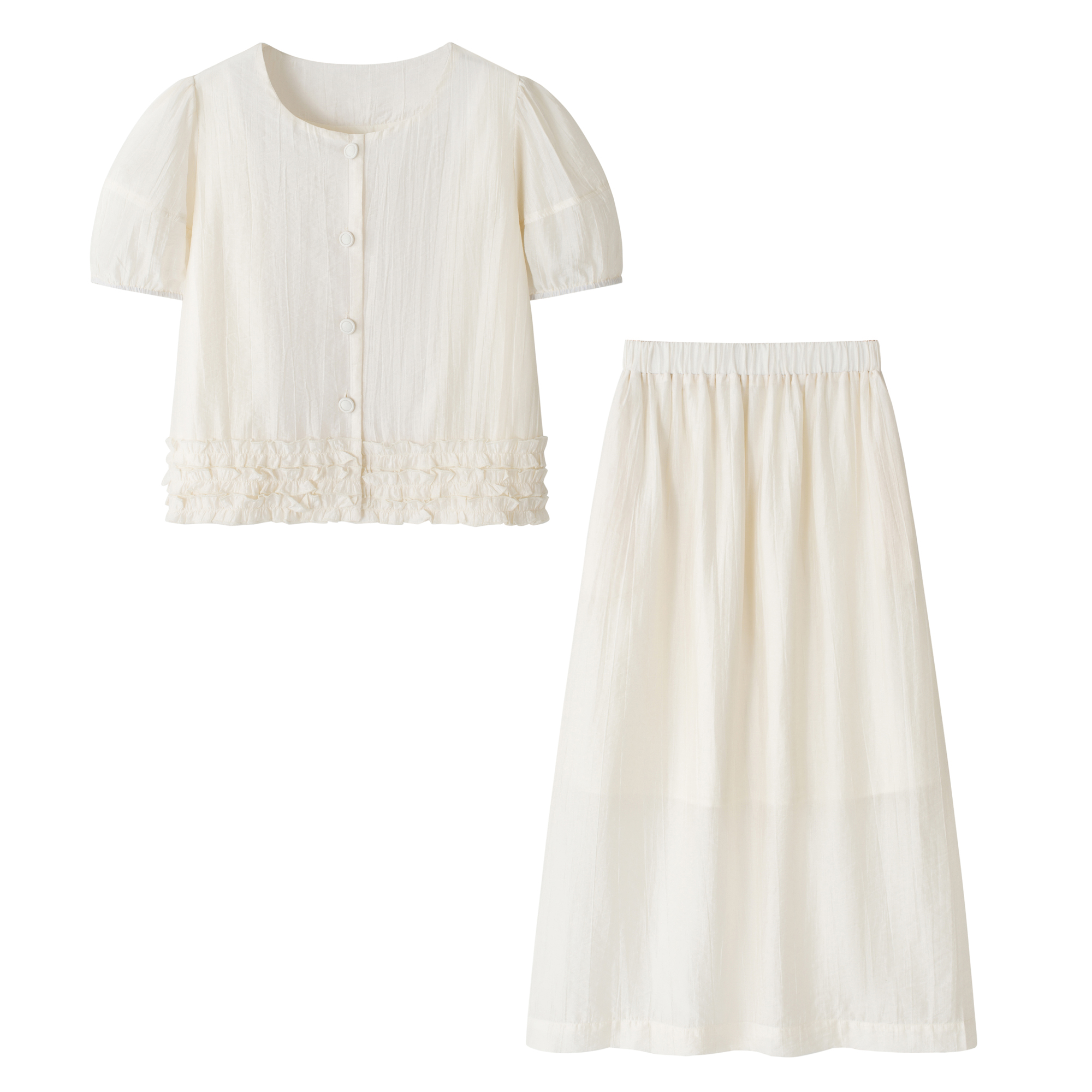 【夏天专属】2025新爆款洋气夏韩系千金风月光裙高级感杏色两件套裙