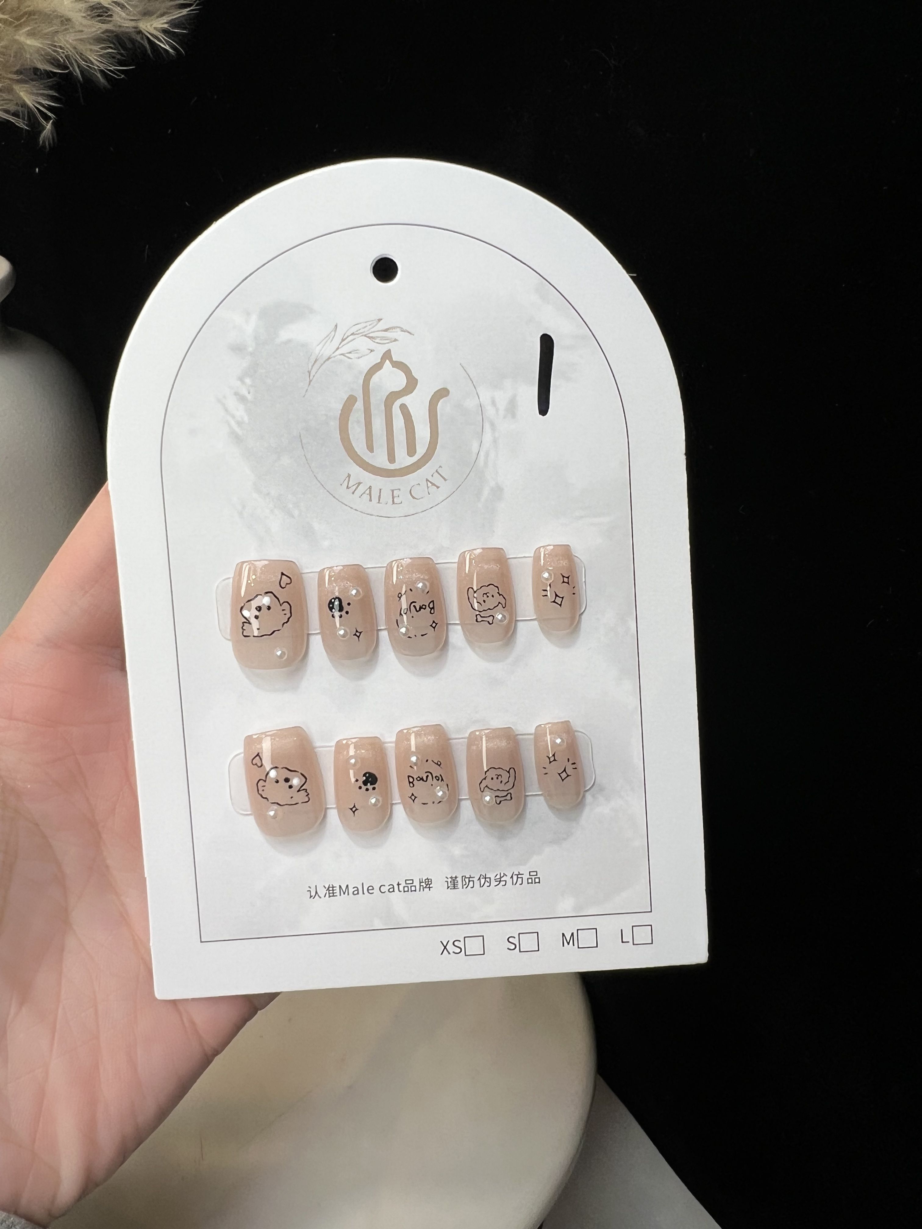 MALE CAT穿戴甲半手工猫眼鎏金电镀短中长t椭圆杏仁美甲片潮复古