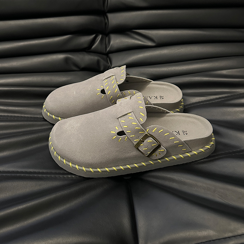 勃肯拖鞋男包头外穿休闲半包潮牌复古情侣半拖懒人一脚蹬3695