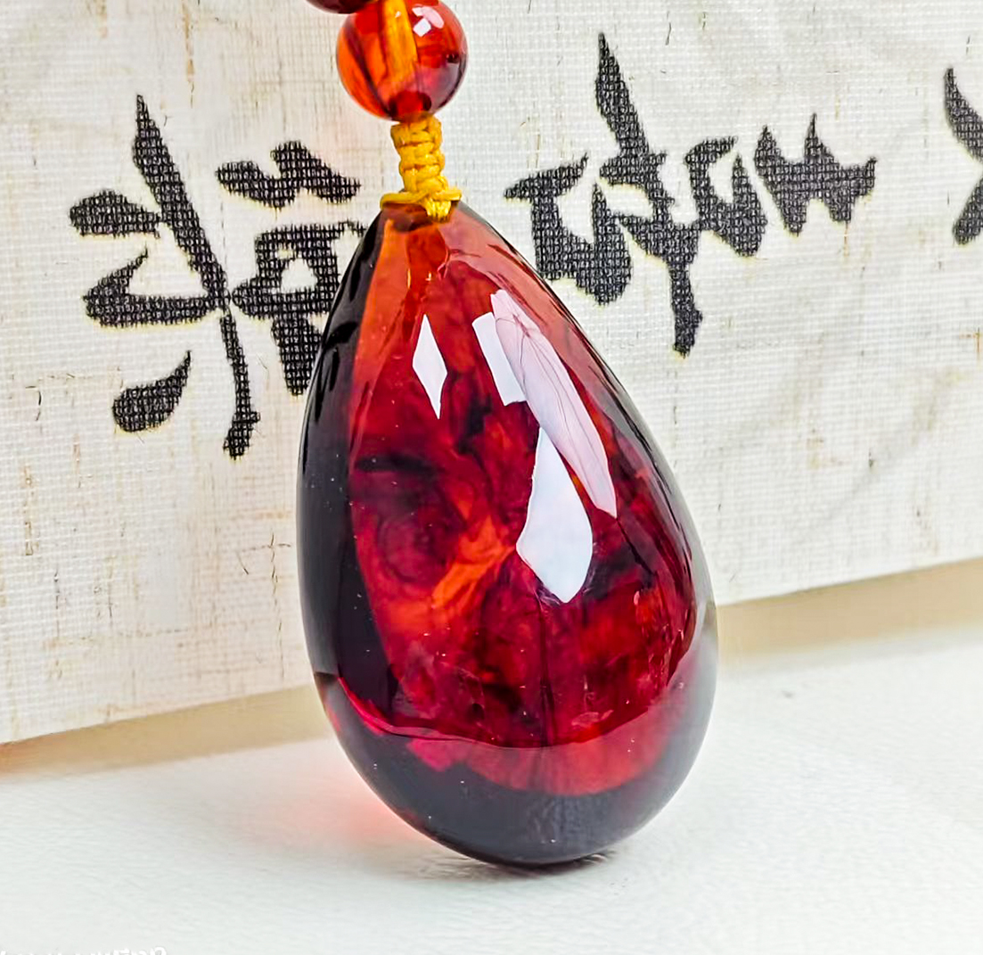 【正品保障】血药珀满血药时尚精美紫杉醇DIY水滴吊坠项链