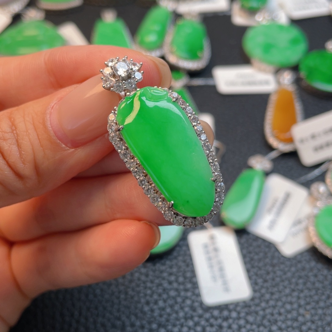 翡翠银S925镶嵌吊坠(不含链)