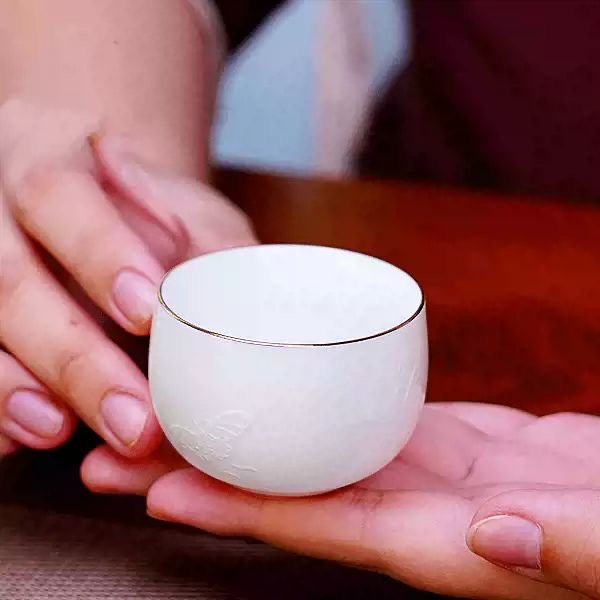 隐雕恋渡杯功夫茶具主人杯品茗杯曼德密瓷茶杯小客杯C733
