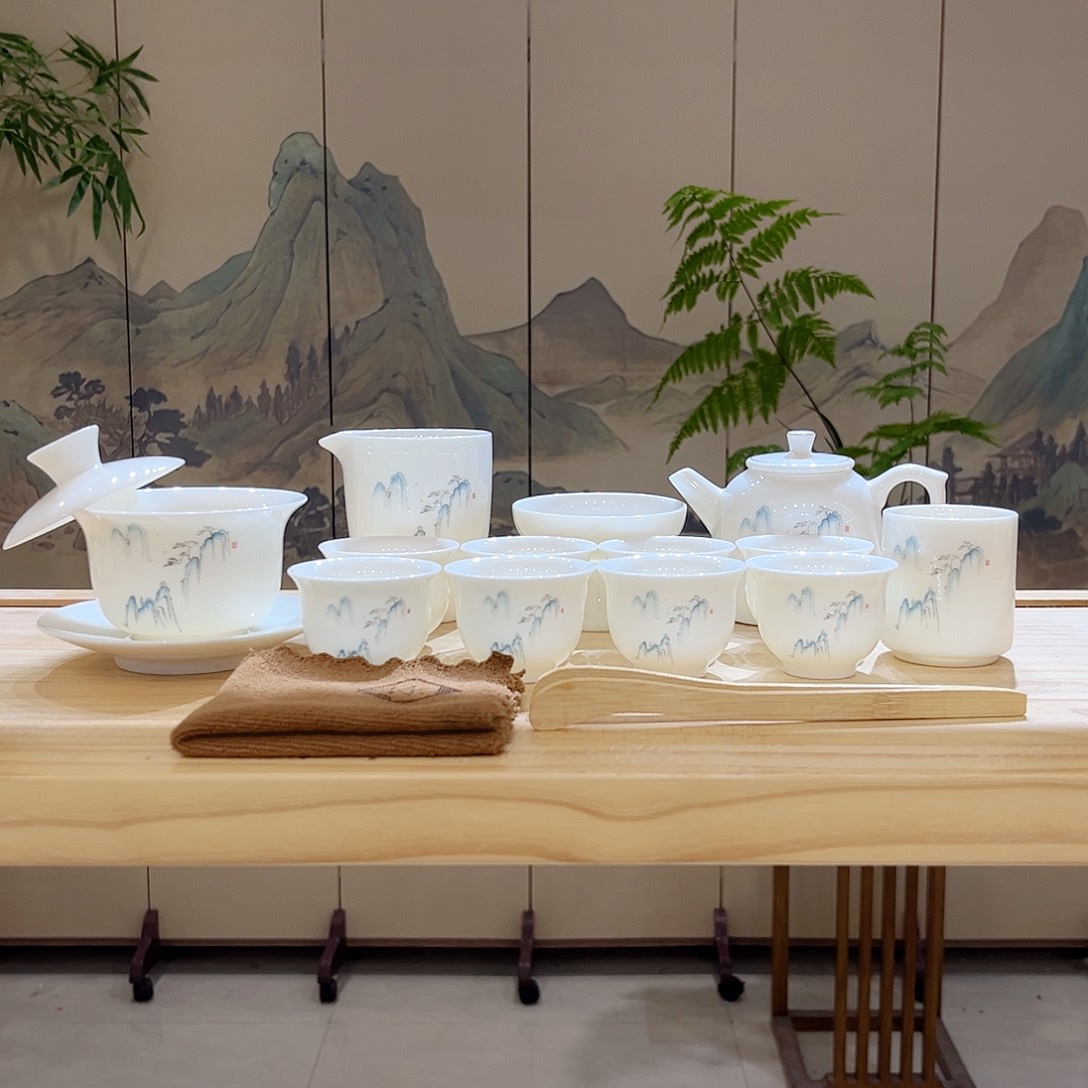 【都彩】羊脂玉瓷高山流水16头