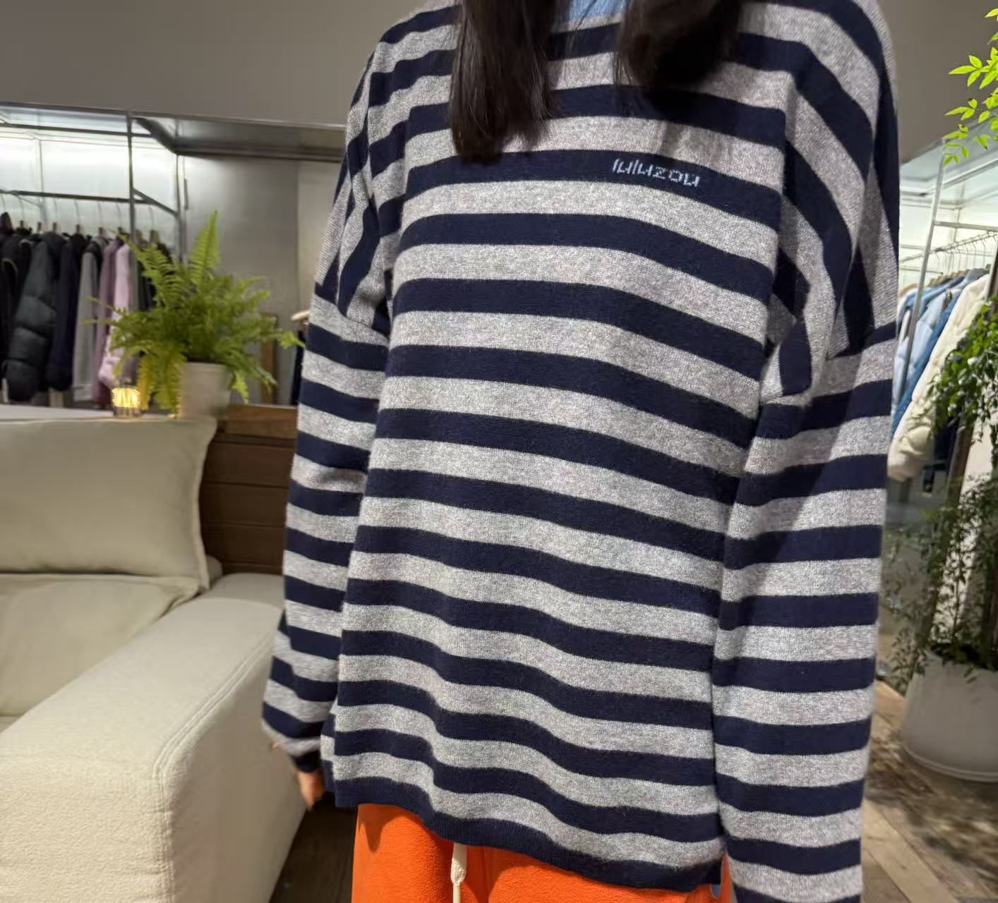 luluzou山羊绒条纹毛衣11757