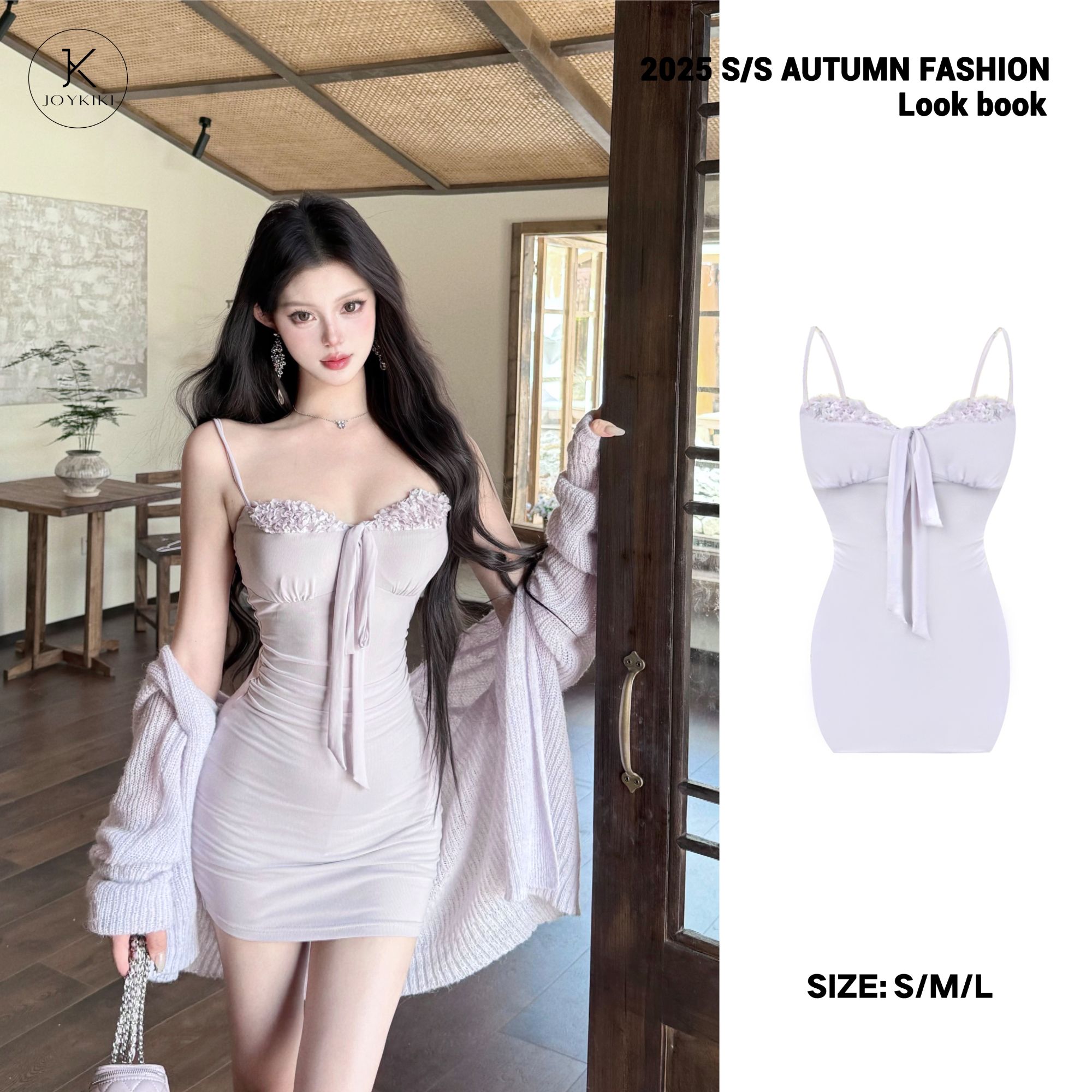 JOY KIKI鹅了么【娇娇甜心】纯欲弹力网纱修身显瘦连衣裙 J25C316