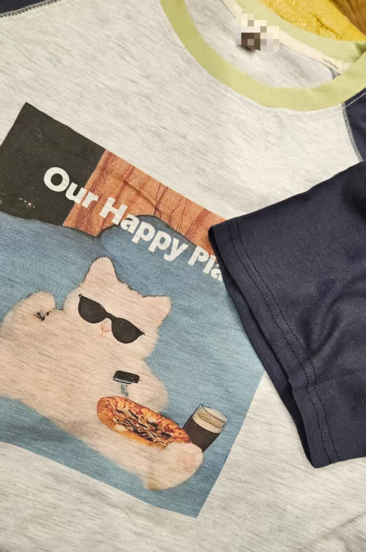 【奈野喜】韩国正品代购 /墨镜小猫短袖T【NO退NO换】