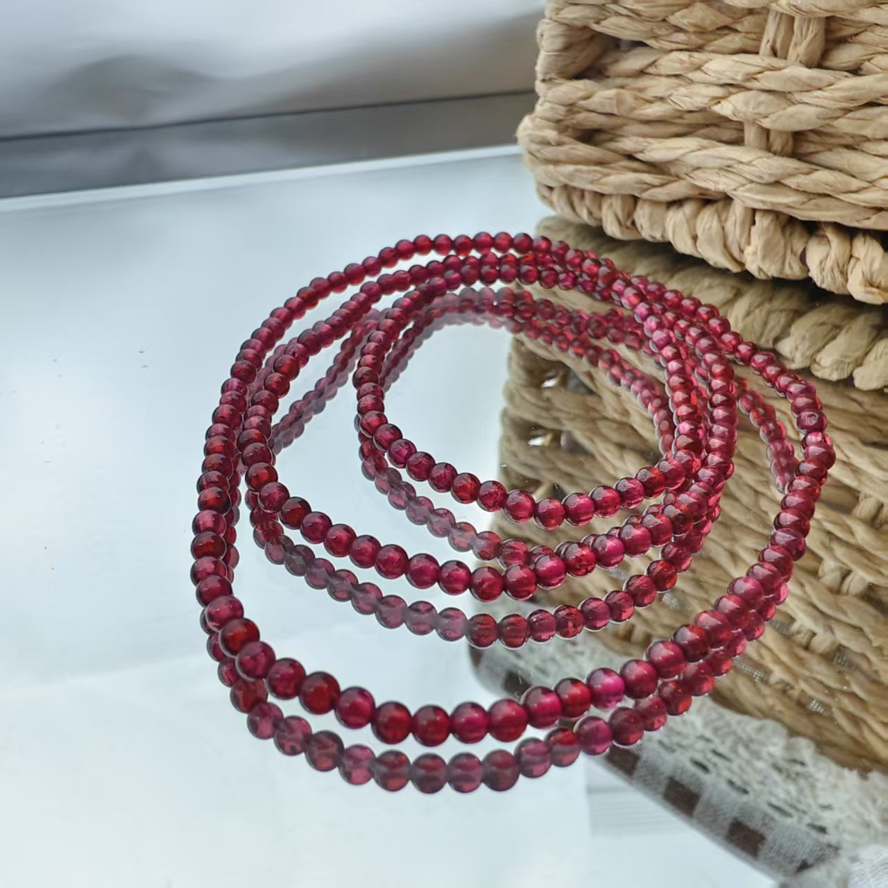 SJ-10012天然石榴石长链多串手串酒红色多样性发其一