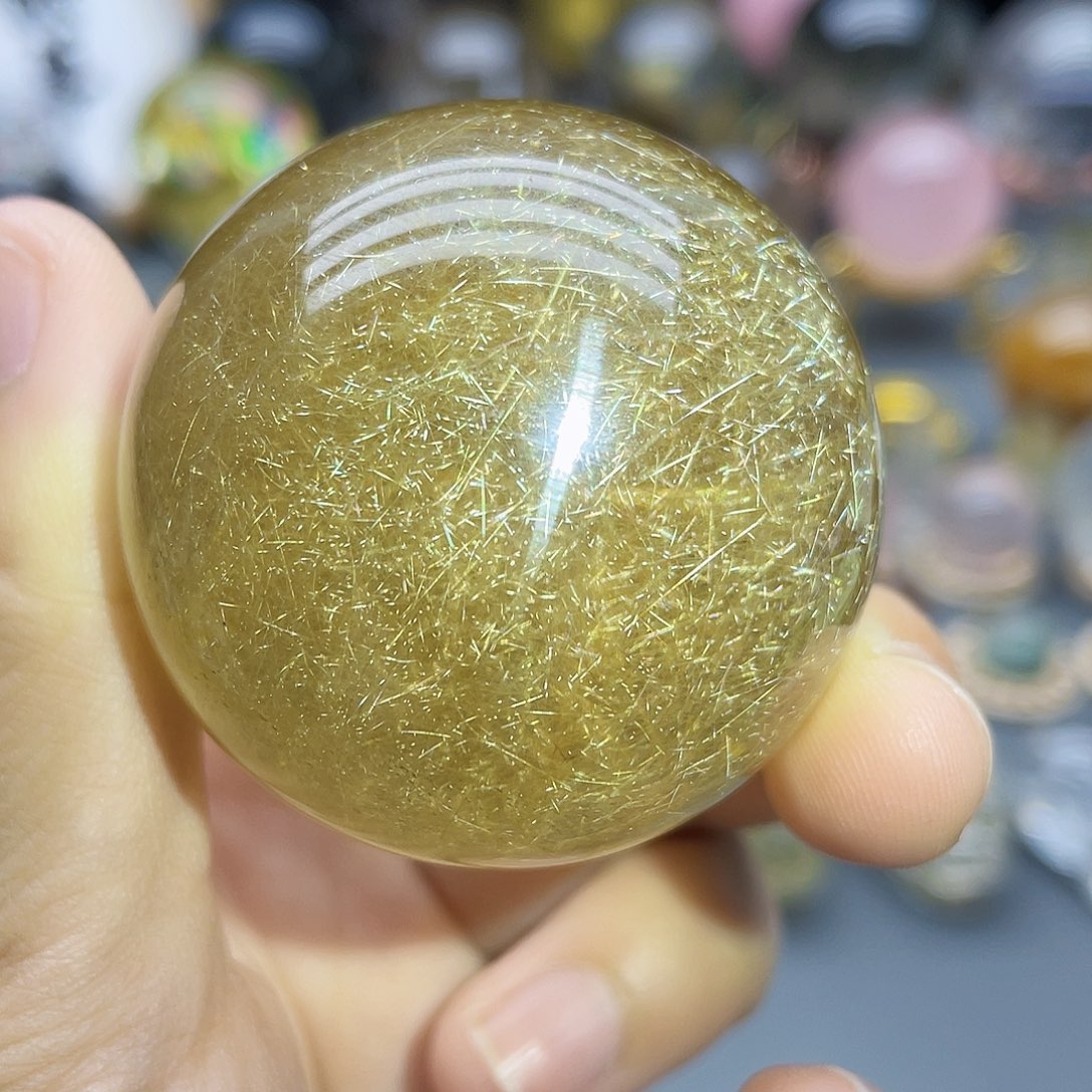 未镶嵌珠宝半成品水晶天然发晶烟花46.8mm