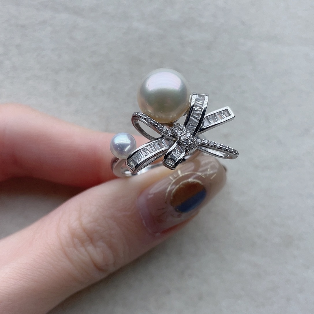 银S925镶嵌戒指47海水珍珠