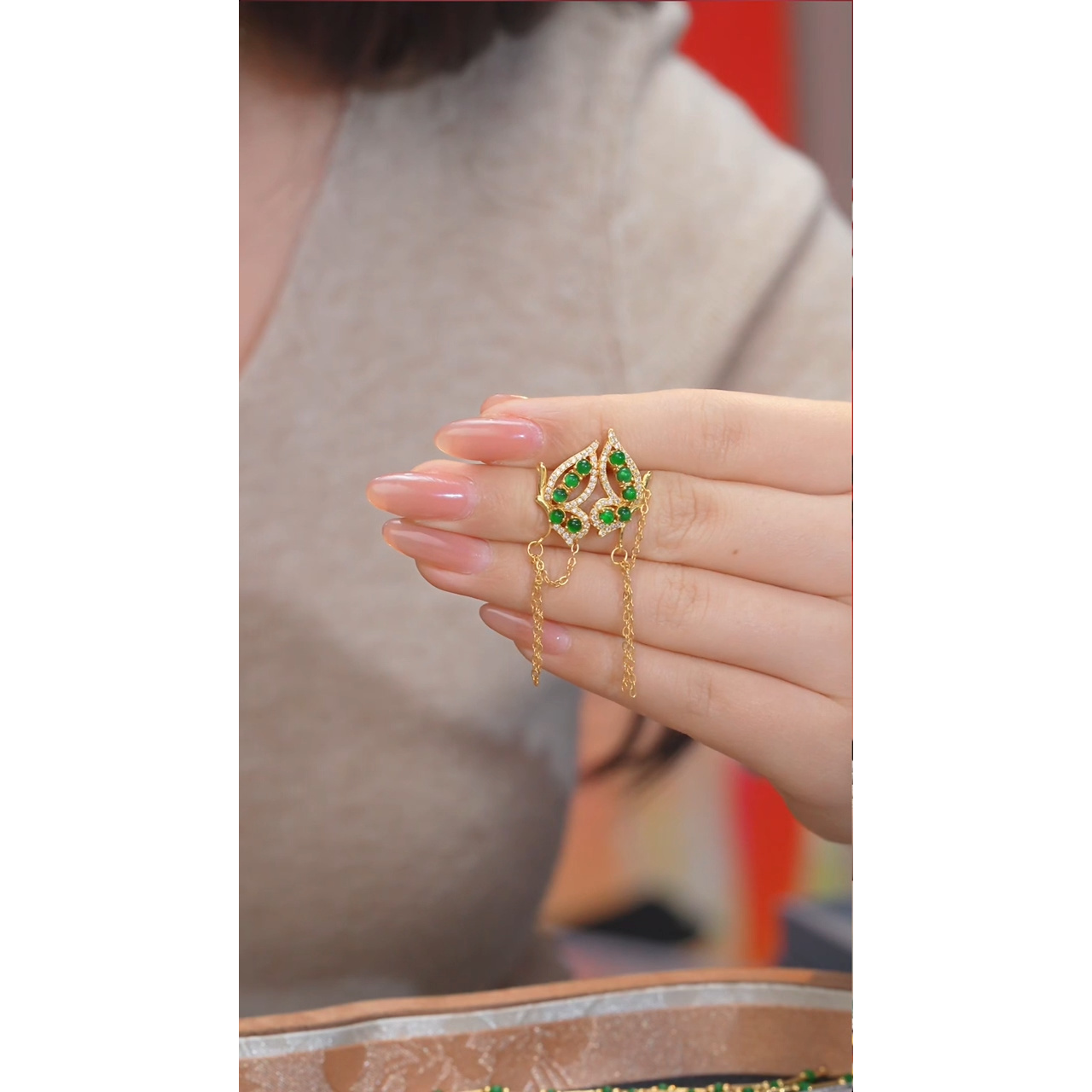 翡翠耳饰银S925镶嵌多样性发@@N7519