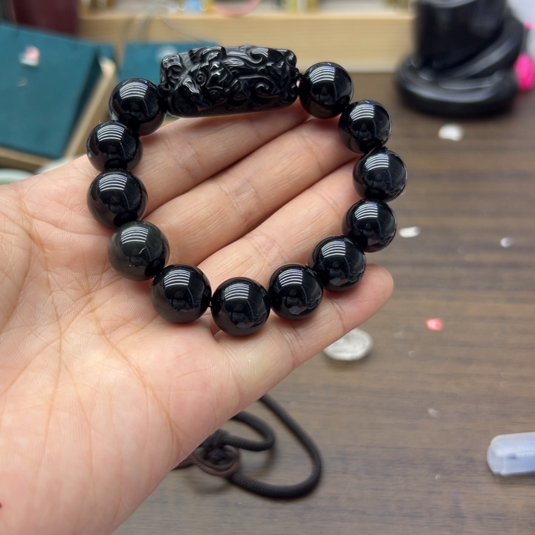 黑曜岩未镶嵌手链1036