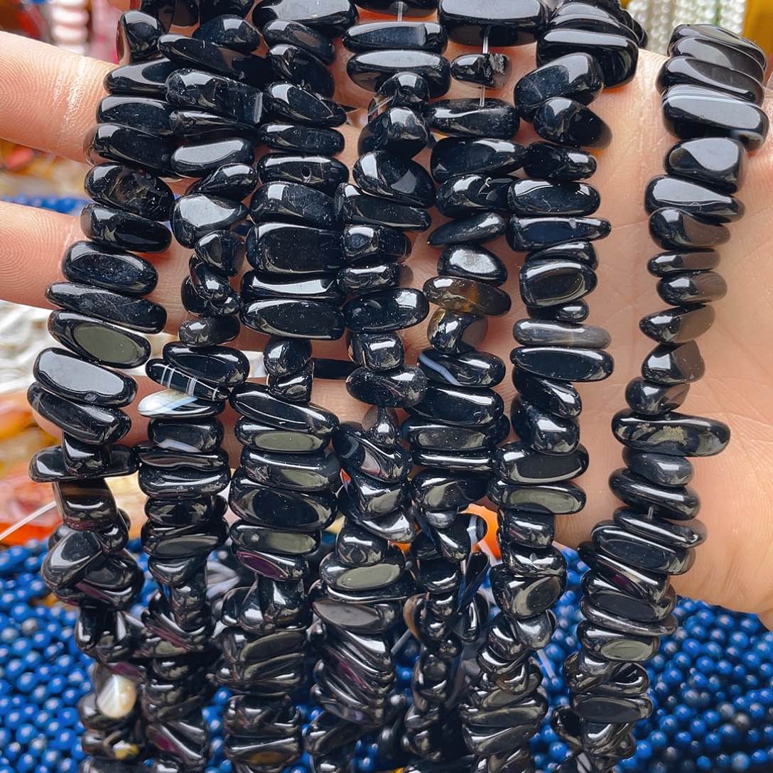 玛瑙/玉髓珠宝半成品未镶嵌黑玛瑙1条