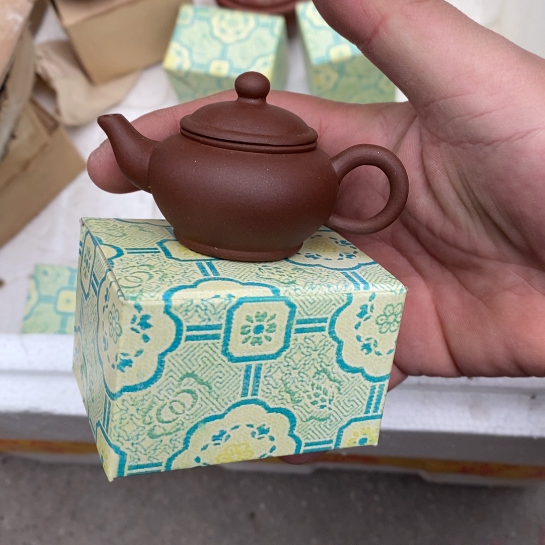 紫砂茶壶80年代紫泥鸽嘴水平原包装30cc