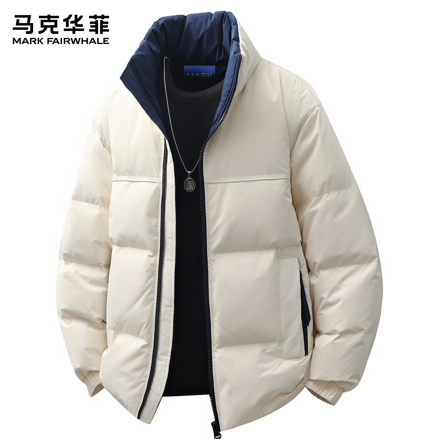 马克华菲高级感立领羽绒服男士冬季新款美式潮牌鸭绒加厚保暖外套