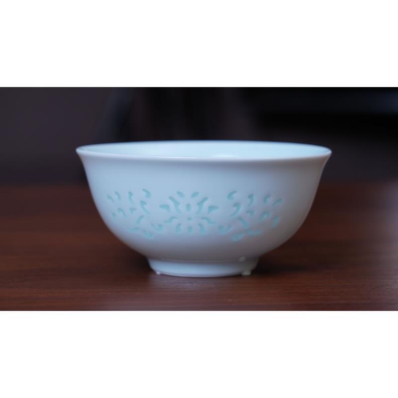 景德镇五花马12cm云上饭碗米饭碗餐具青玲珑瓷陶瓷纯手工青瓷白瓷