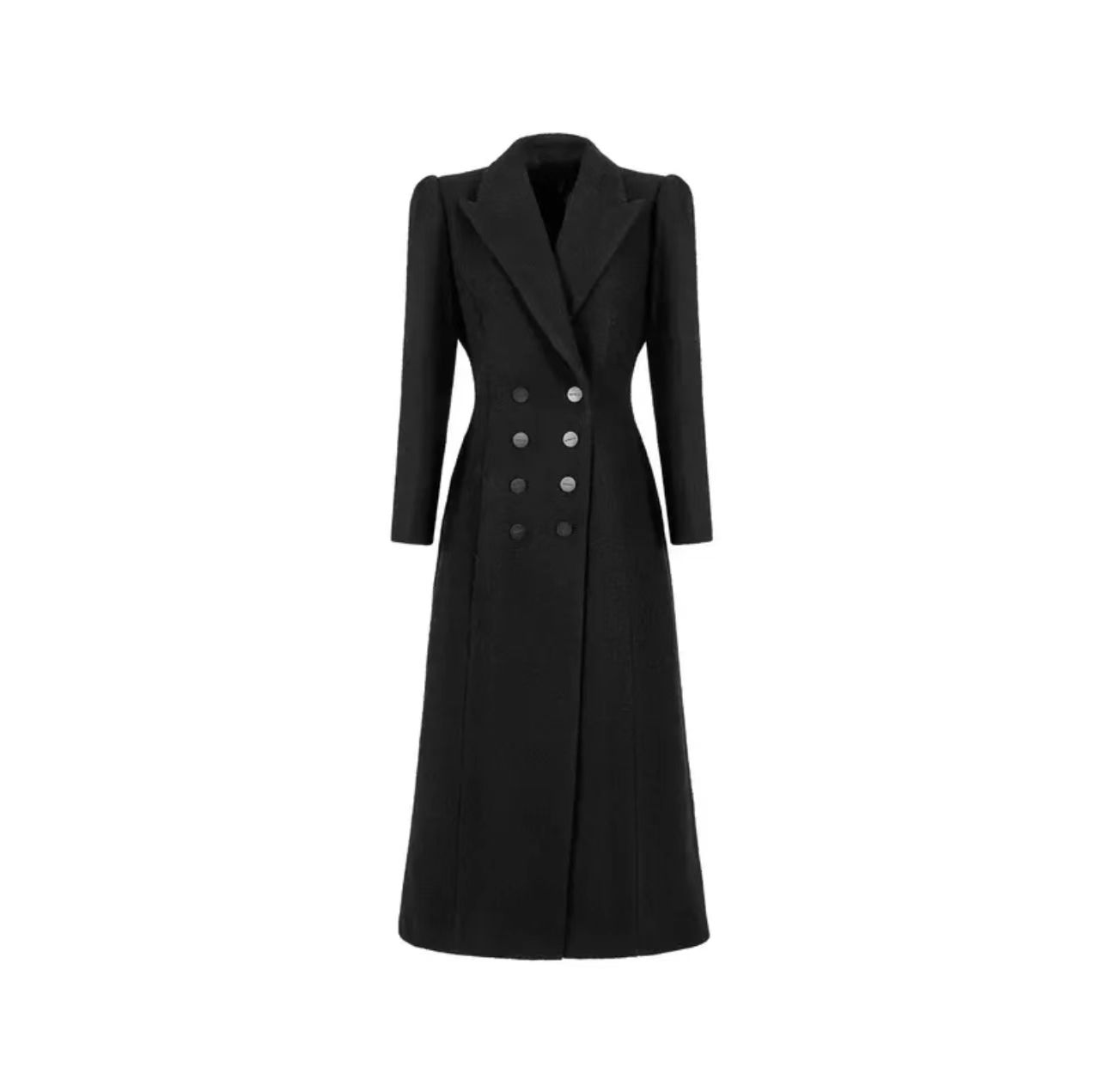 MULACKE穆兰赫 气质设计师款保暖正肩黑色收腰长款女士外套8139