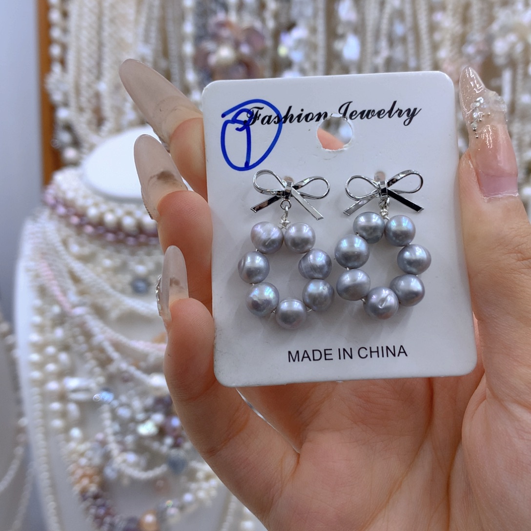 淡水珍珠银S925镶嵌项链耳饰