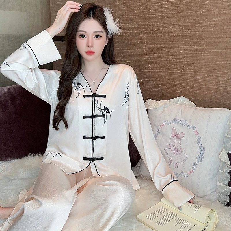 2025年春季新中式新款国风睡衣女冰雪丝轻奢休闲女士家居服