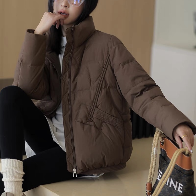 短款羽绒服女立领简约宽松气质冬季外套HS0924