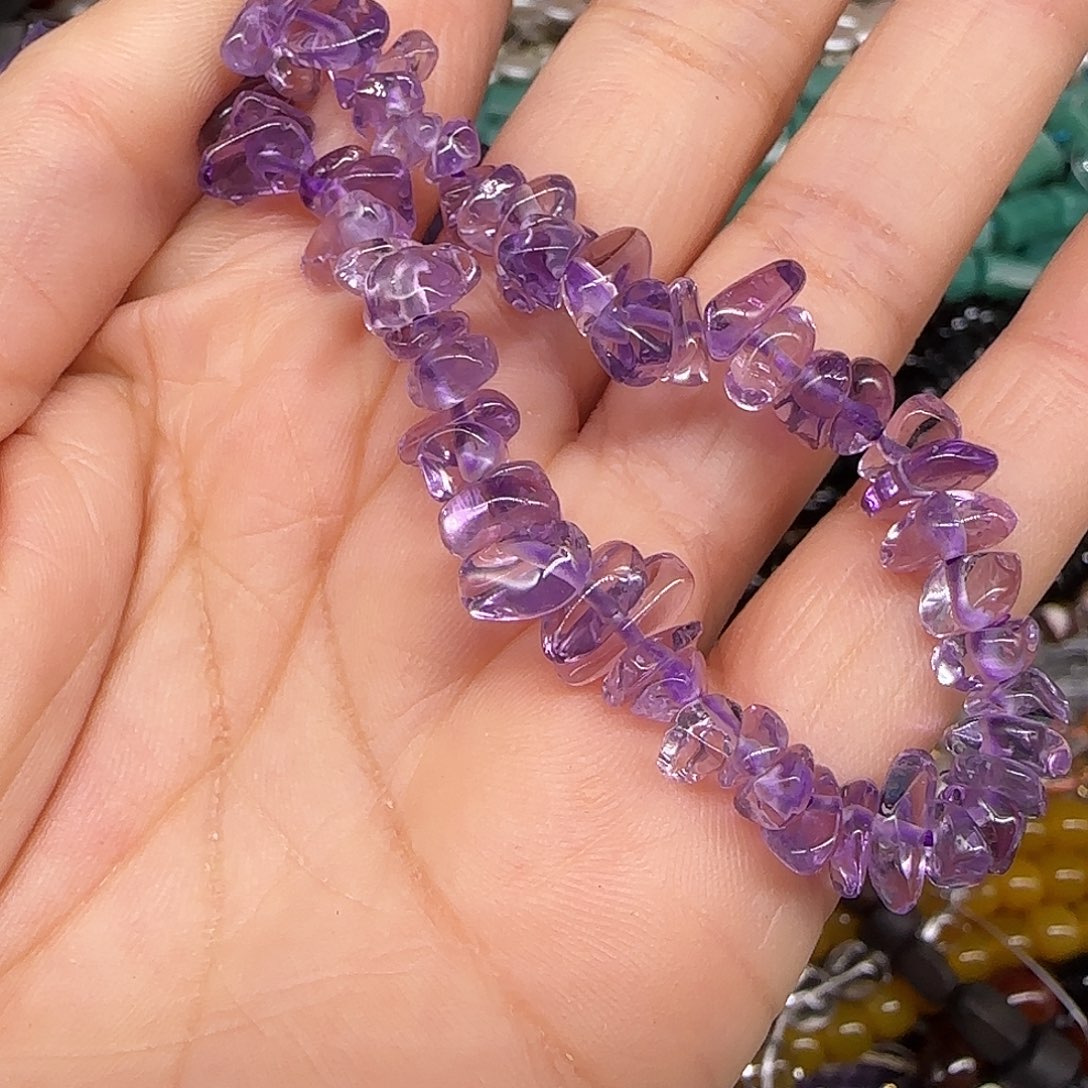 玛瑙/玉髓合金珠宝半成品紫水晶6-8mm单圈一条