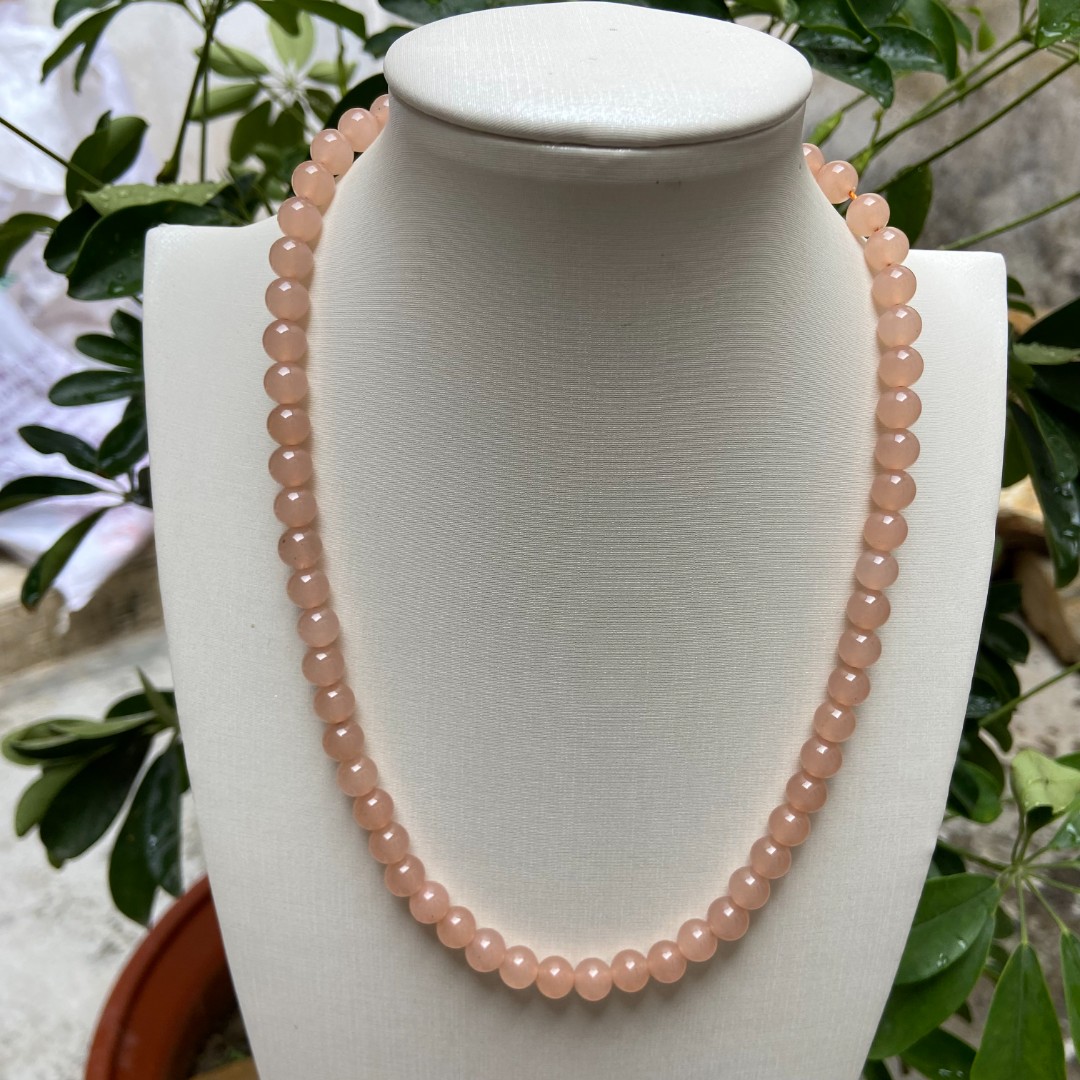 A505精品冰藕粉单圈8mm妈妈项链百搭国风