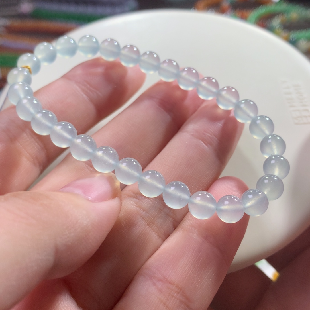 翡翠未镶嵌手链翡翠高冰起胶晴底卡6+