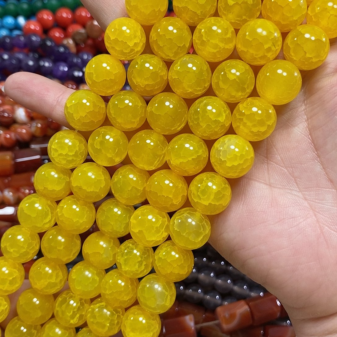 玛瑙/玉髓未镶嵌珠宝半成品黄龙鳞玛瑙一条卡14mm