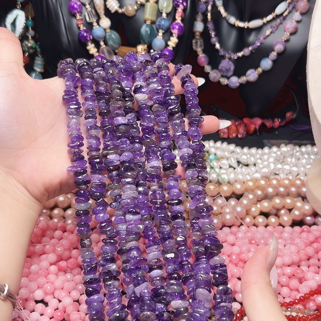 玛瑙/玉髓未镶嵌珠宝半成品k565 10m 深紫玛瑙随行一条