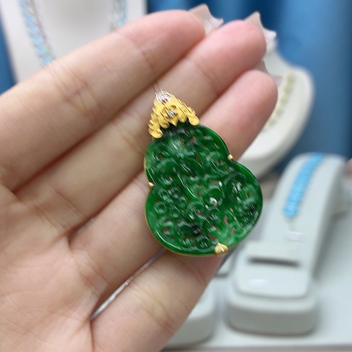 翡翠银S925镶嵌吊坠(不含链)