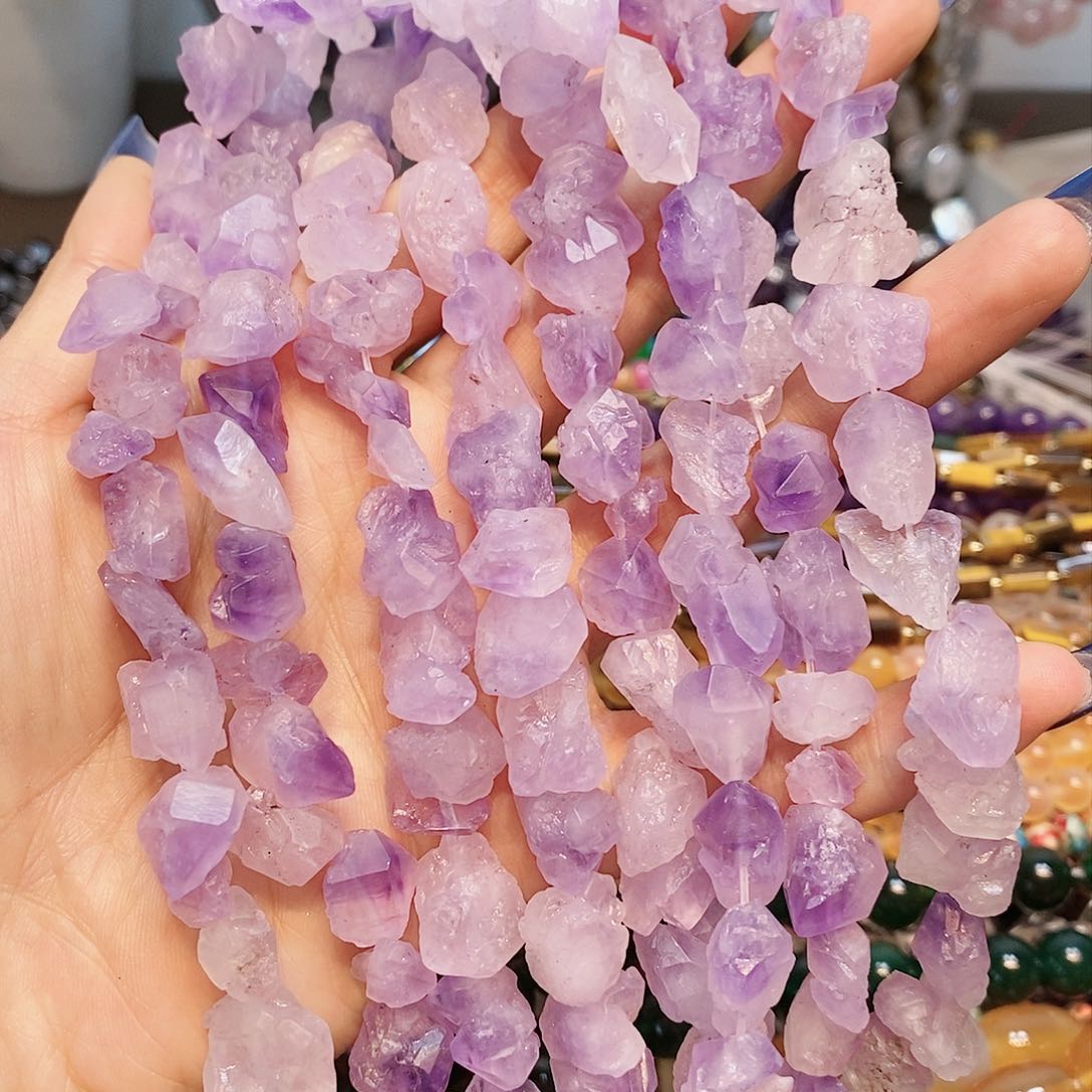 玛瑙/玉髓散珠天然紫水晶随型一条