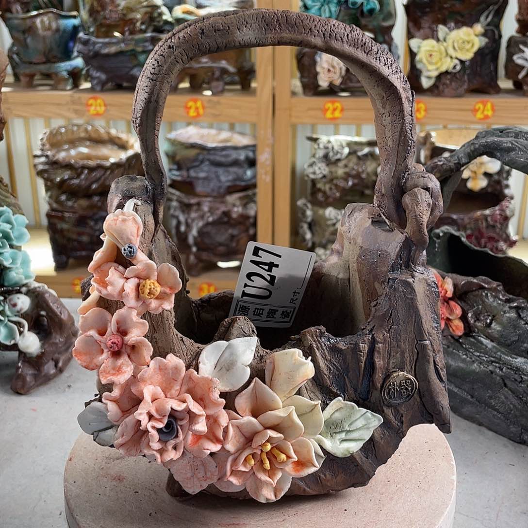 紫砂花盆景德镇陶瓷花盆247