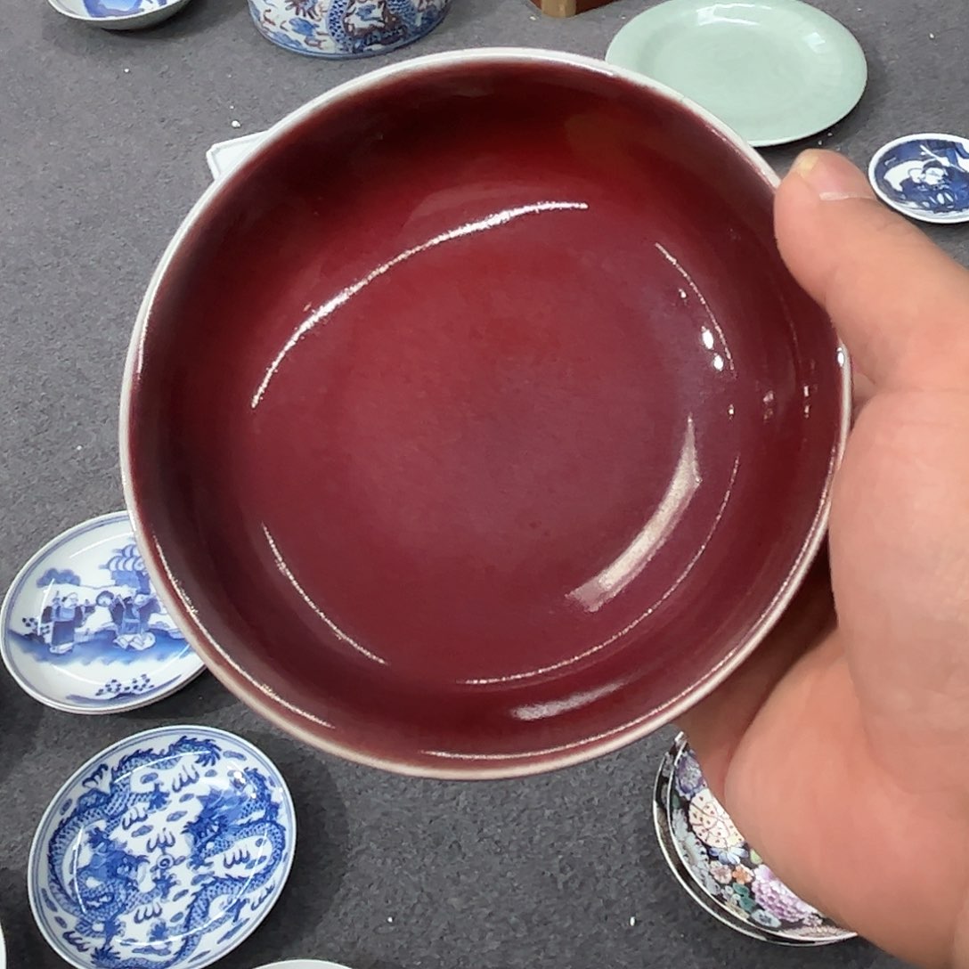 罐霁红釉小盘，老的