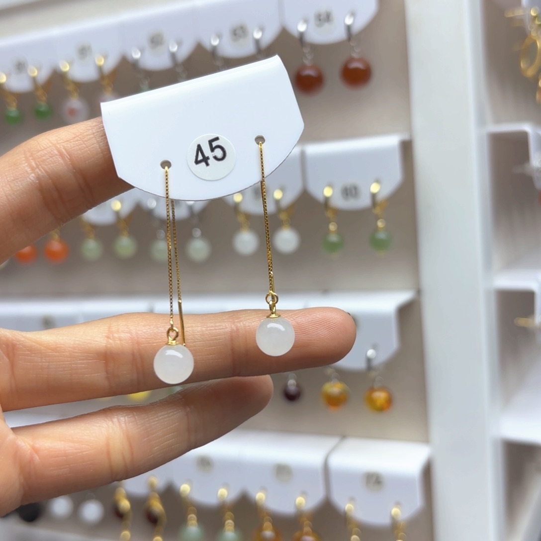 和田玉耳饰银S925镶嵌2